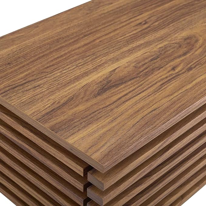 Modway Render 71" Mid-Century Modern Low Profile TV Stand in Walnut, 71 Inch - LeafyLoom