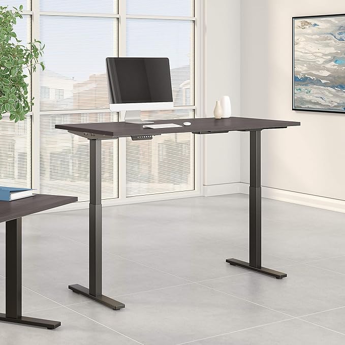 Bush Business Furniture Move 60 Electric Ergonomic Sit-Stand Computer Table for Home and Professional Office, 72W x 30D, Storm Gray - LeafyLoom