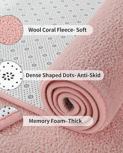 Area Rugs for Bedroom Living Room, 4x6 Pink Super Soft Comfy Thickened Memory-Foam Indoor Carpets, Modern Aesthetic Minimalist Carpet for Boys Girls Adults Apartment Nursery Home Décor - LeafyLoom
