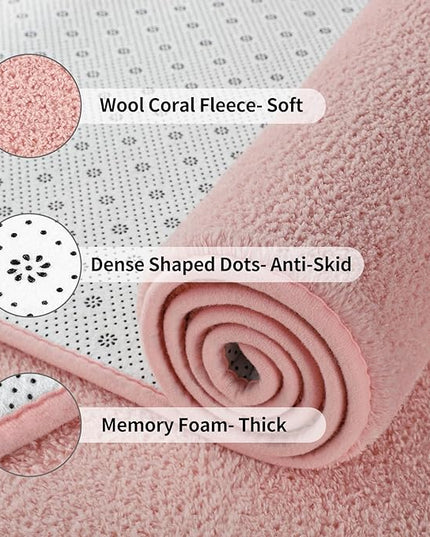 Area Rugs for Bedroom Living Room, 6x9 Pink Super Soft Comfy Thickened Memory-Foam Indoor Carpets, Modern Aesthetic Minimalist Carpet for Boys Girls Adults Apartment Nursery Home Décor - LeafyLoom