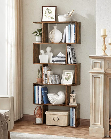 VASAGLE Bookcase, 5-Tier Bookshelf, Display Shelf and Room Divider, Freestanding Decorative Storage Shelving, Rustic Brown ULBC62BX, 27.6”L x 9.4”W x 62.6”H (70 x 24 x 159 cm) - LeafyLoom