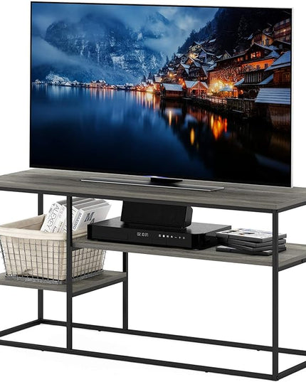 Furinno Moretti Modern Lifestyle TV Stand, French Oak Grey - LeafyLoom