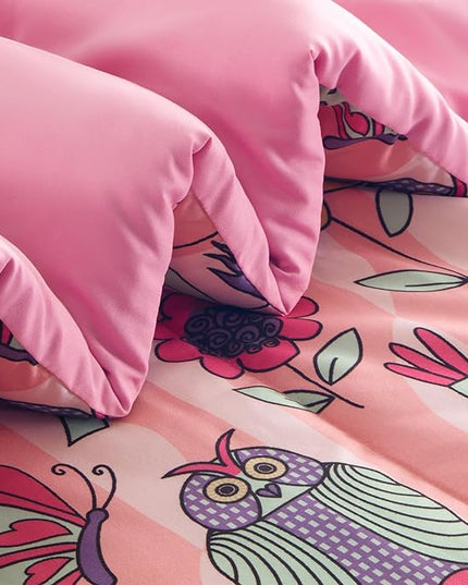 SLEEP ZONE Comforter Set Bed in A Bag, 7 Pieces Girls, Cattoon Pattern for Kids, Toddlers, Teens, Ultra Soft and Washable (Garden Secret,Full/Queen) - LeafyLoom