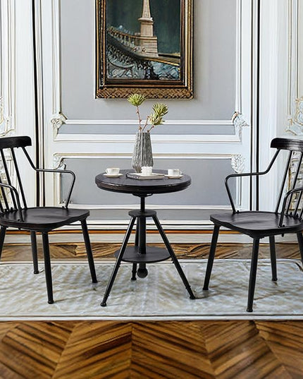 Industrial Bistro Table Vintage Small Cafe Table Farmhouse Round Dining Table for Kitchen Rustic Side Table Swivel Wooden Top 21-29inch Height Adjustable - LeafyLoom