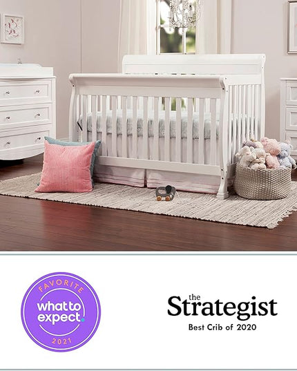 DaVinci Kalani 4-in-1 Convertible Crib in White, Greenguard Gold Certified - LeafyLoom