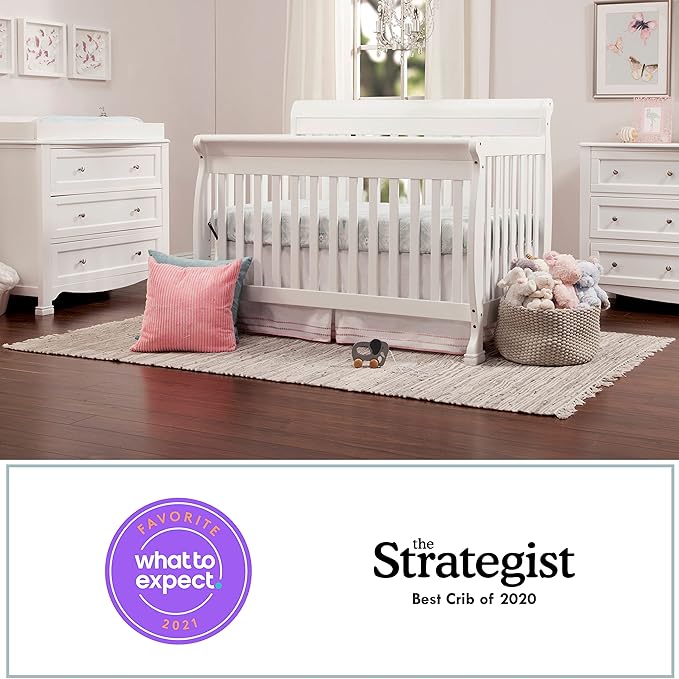 DaVinci Kalani 4-in-1 Convertible Crib in White, Greenguard Gold Certified - LeafyLoom