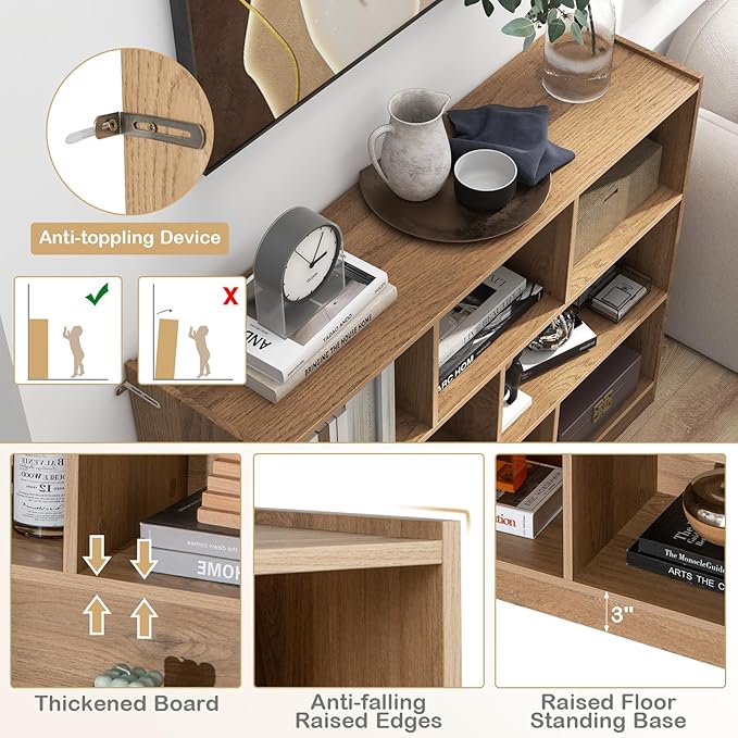 Giantex Wood 8 Cube Bookcase, Open Freestanding 3-Tier Bookshelf, Multipurpose Display Shelf for Living Room, Bedroom, Children's Playroom, Reading Room - LeafyLoom