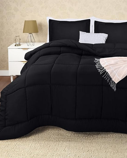 Utopia Bedding King Size Comforter Set with 2 Pillow Shams, Bedding Comforter Sets, Down Alternative Black Comforter, Soft and Comfortable, Machine Washable - LeafyLoom