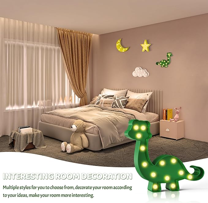 Green Dinosaur Party Decorations, Dinosaur Room Decor, Battery Powered Dinosaur Light, Dinosaur Wall Decor, Dinosaur Birthday Decorations - LeafyLoom