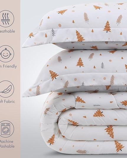 Utopia Bedding All Season Pine Tree Comforter Set with 2 Pillow Cases, 3 Piece Soft Brushed Microfiber Kids Bedding Set for Boys/Girls, Machine Washable (Twin) - LeafyLoom