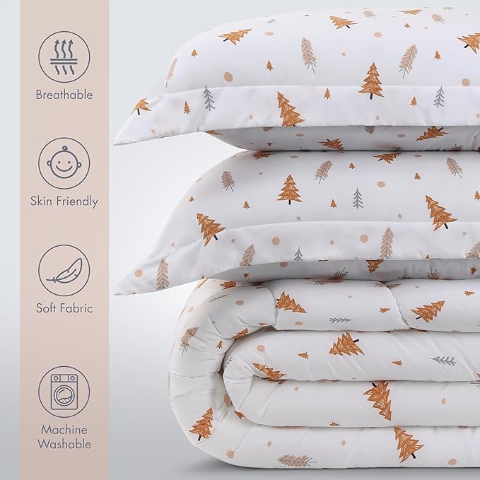 Utopia Bedding All Season Pine Tree Comforter Set with 2 Pillow Cases, 3 Piece Soft Brushed Microfiber Kids Bedding Set for Boys/Girls, Machine Washable (Twin) - LeafyLoom