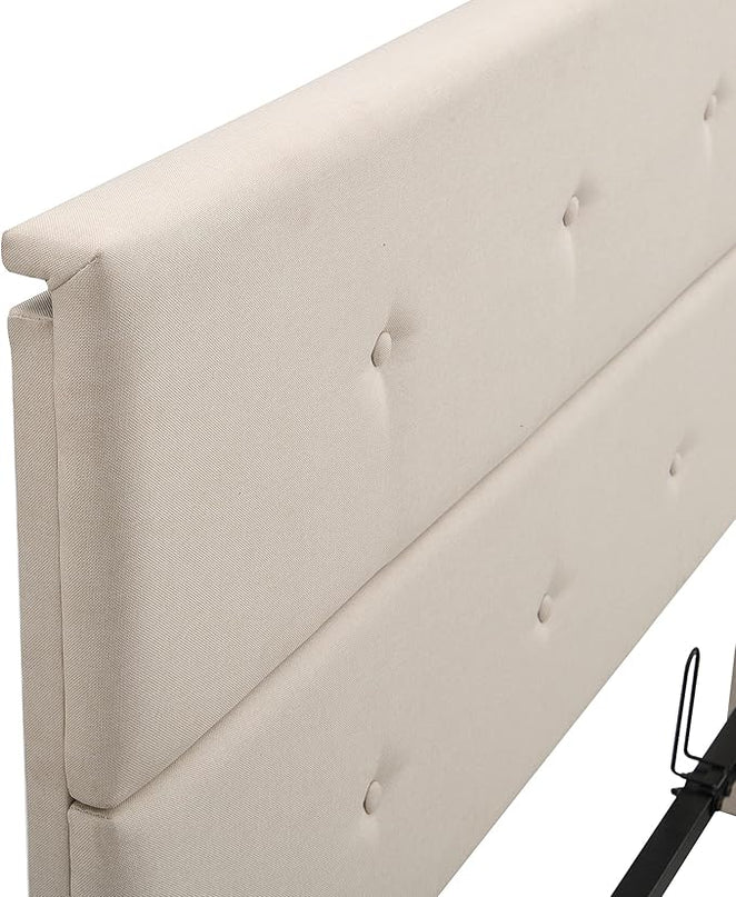 Upholstered Full Size Bed Gas Lift Up Storage Platform Bed Frame with Tufted Headboard Wooden Slat Support & Under Bed Storage, No Box Spring Needed - LeafyLoom