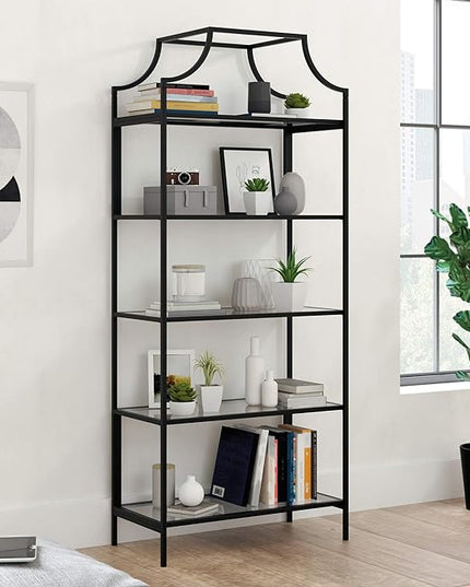 Sauder Harvey Park Bookcase/Book Shelf, Black - LeafyLoom