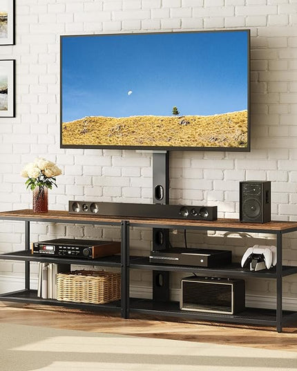 TV Stand with Mount and 4 Power Outlets 70.9", Entertainment Center Media Console, Swivel TV Stand Mount up to 80 inch TVs, Height Adjustable, Metal Frame for Living Room, Bedroom TVHR358E01 - LeafyLoom