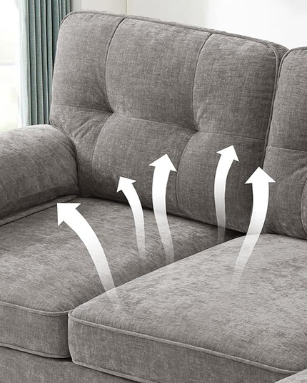 EASELAND 82" L-Shape Sofa with Reversible Chaise Lounge, Convertible Sectional Sofa Couch, Chenille Modern Sofa Couch for Living Room, Apartment and Office, Removable Cover (Grey) - LeafyLoom