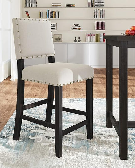 NicBex Small Dining Table Set for 4 Kitchen & Dining Room Tables 5 Piece Rustic Wooden Counter Height Dining Table Set with 4 Upholstered Chairs for Small Places, Espresso - LeafyLoom