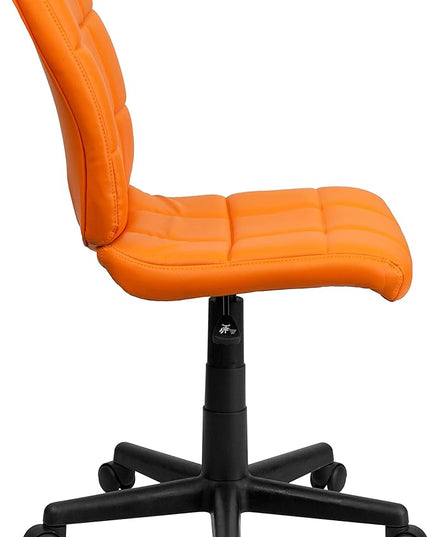 Flash Furniture Clayton Mid-Back Orange Quilted Vinyl Swivel Task Office Chair - LeafyLoom
