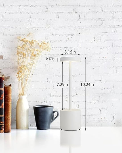 LED Cordless Table Lamp Rechargeable,5000mAh Battery Operated TableLamp,Portable Metal 3 Color Stepless Dimmable Indoor and Outdoor Table Light,for Home/Patio/Restaurant/Dining Table.(White) - LeafyLoom