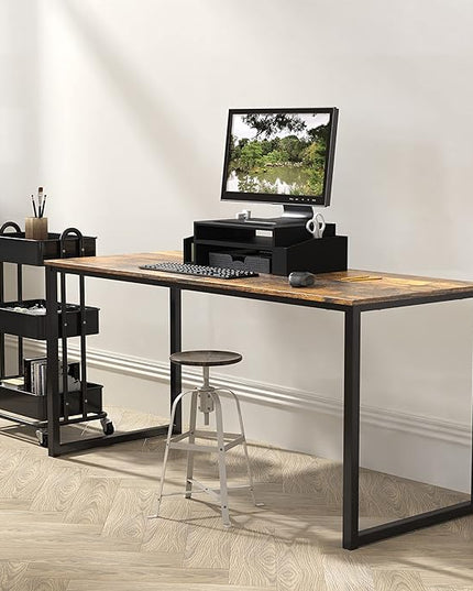 SHW Home Office 48-Inch Computer Desk, 24" Deep, Rustic Brown - LeafyLoom
