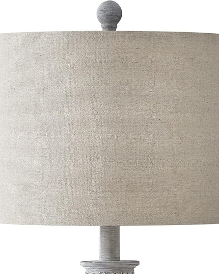 BOBOMOMO 24.5" Farmhouse Rustic Retro 24.5'' Table Lamp Set of 2 for Bedroom Living Room Traditional Nightstand End Table Lamps - LeafyLoom