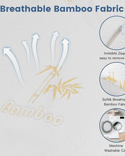 Bed Wedge Pillow Set for Sleeping, Triangle Pillow Wedge with Half Moon Memory Foam Bolster for Acid Reflux, Gerd, Snoring and Relief Support for Legs, Knee Elevation,Removable Cover - LeafyLoom