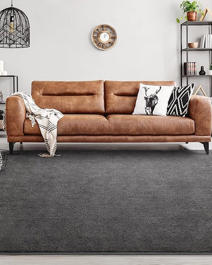 Area Rugs for Bedroom Living Room, 4x6 Dark Grey Super Soft Comfy Thickened Memory-Foam Indoor Carpets, Modern Aesthetic Minimalist Carpet for Boys Girls Adults Apartment Nursery Home Décor - LeafyLoom