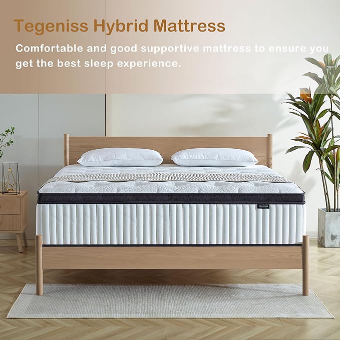 Full Mattress, 12 Inch Innerspring Hybrid Mattress in a Box with Gel Memory Foam, Individually Wrapped Encased Coil Pocket Spring Mattress, Pressure Relief, Medium Firm Support,54"*75"*12" - LeafyLoom