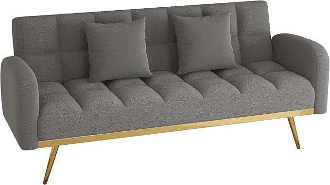 NicBex Sectional Couch Sofa with 2 Throw Pillows Sofa Bed Cloud Couch for Living Room Furniture Sets with Removable Comfortable Armrest, Modular Sofa for Living Room, Bedroom, Apartment,69" L, Gray - LeafyLoom
