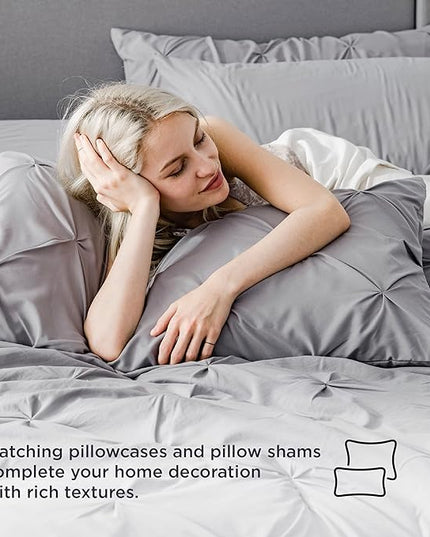 Bedsure Full Size Comforter Sets - Bedding Sets Full 7 Pieces, Bed in a Bag Grey Bed Sets with Comforter, Sheets, Pillowcases & Shams, Adult & Kids Bedding - LeafyLoom