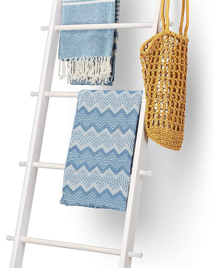 5 Ft Wooden Blanket Ladder Farmhouse - Quilt Ladder for Bedroom - Wood Ladder Decor - Decorative Ladder for Blankets - Easy to Assemble - Farmhouse Ladder Blanket Holder - Wooden Ladder for Blankets - LeafyLoom