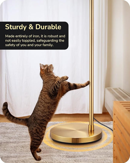 EDISHINE 78.3" Mid Century Modern Floor Lamp, Tall Standing Lamp with Remote, Rotatable LampHead, Brass Floor Lamps for Living Room, Bedroom, Office, Reading Corner, Gold/Black - LeafyLoom