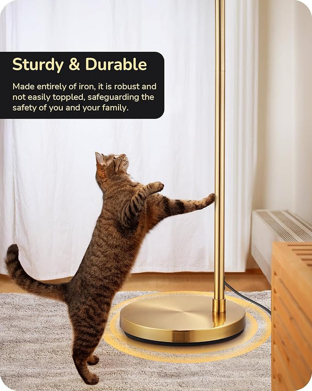 EDISHINE 78.3" Mid Century Modern Floor Lamp, Tall Standing Lamp with Remote, Rotatable LampHead, Brass Floor Lamps for Living Room, Bedroom, Office, Reading Corner, Gold/Black - LeafyLoom