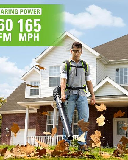 Greenworks 40V (165 MPH / 660 CFM / 75+ Compatible Tools) Cordless Brushless Backpack Leaf Blower, 8.0Ah Battery and Charger Included, Green - LeafyLoom