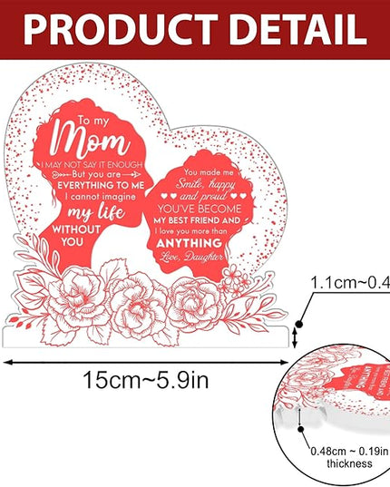 Gifts for Mom from Daughter Son, Mom Birthday Gifts 3D Illusion Lamp, Acrylic Night Light for Mom Stepmom Wife Daughter from Husband, to My Mom Gifts for Mothers Day Christmas Thanksgiving - LeafyLoom