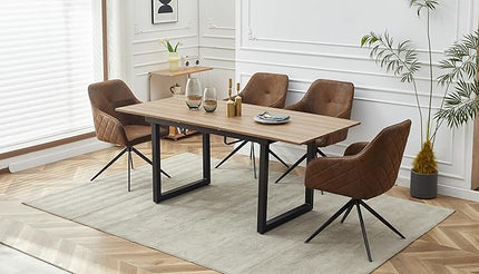 NicBex Small Dining Table Set for 4 Dining Room Set 5 Pieces Dining Set, Mid-Century Dining Table with MDF Table Top, Pedestal Dining Table, Extensible Table Metal Leg, Matte Black - LeafyLoom