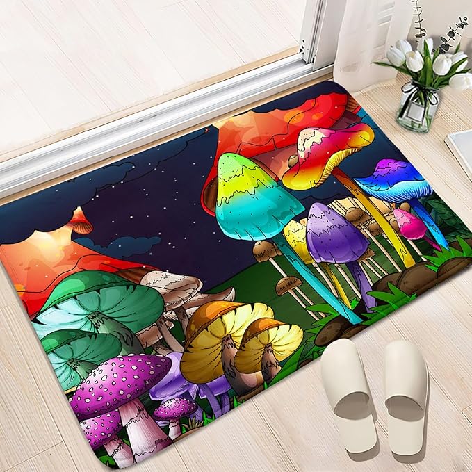 Mushroom Rugs for Bedroom Small Fantasy Mushroom Prints Rugs for Bedroom Mushroom Area Rugs for Girls Bedroom for Home Dining Living Room Rugs, 2'×3' - LeafyLoom