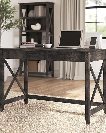 Bush Furniture Key West 48W Writing Desk in Dark Gray Hickory - LeafyLoom