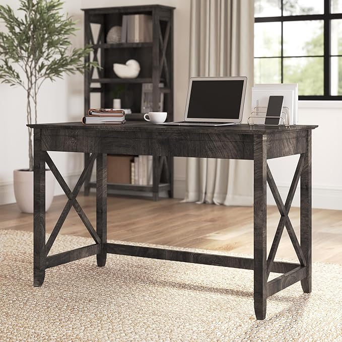 Bush Furniture Key West 48W Writing Desk in Dark Gray Hickory - LeafyLoom
