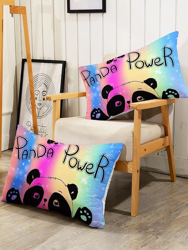 Datura home Bedding Comforter Set Rainbow Kawaii Cute Panda Printed Pattern with 1 and 2 Pillowcases for Girls Bedroom All Season(Panda Twin) Twin 68x86inches - LeafyLoom
