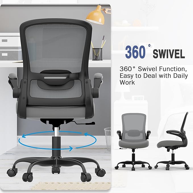 Office Chair, Ergonomic Desk Chair with Adjustable Lumbar Support, High Back Mesh Computer Chair with Flip-up Armrests-BIFMA Passed Task Chairs, Executive Chair for Home Office - LeafyLoom