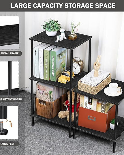 melos 3 Tier Bookshelf, Classically Tall Bookcase Shelf Storage Organizer, Modern Book Shelf for Bedroom, Living Room and Home Office, Black - LeafyLoom