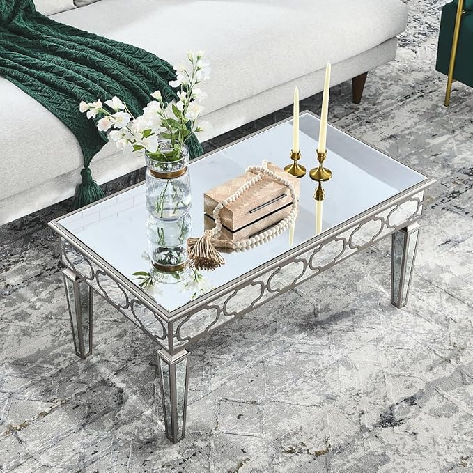 NicBex Coffee Table Modern Tempered Glass Coffee Table with Storage Rectangle Center Tables with Strong Legs Dining Table for Living Room, Dining Room, Office, and Bedroom,39.37" W, Silver - LeafyLoom