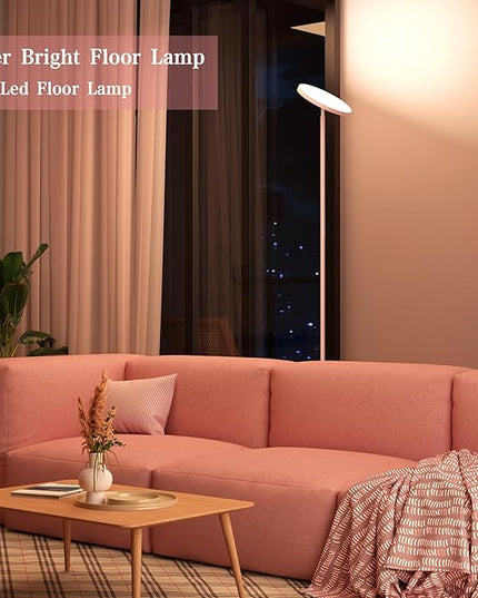OHLUX Pink Floor Lamp, 32W/2500LM Super Bright Dimmable Sky LED Modern Torchiere Standing Lamp, LED Floor Reading Lamp with 4 Color Temperatures, Remote Touch Control, 1 Hour Timer for Living Room - LeafyLoom