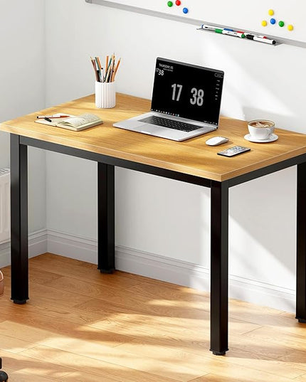 DlandHome 31.5 inches Small Computer Desk for Home Office Activity Table Writing Table for Small Spaces Study Table Student Laptop Desk Teak and Black DND-AC3BB-8040 - LeafyLoom