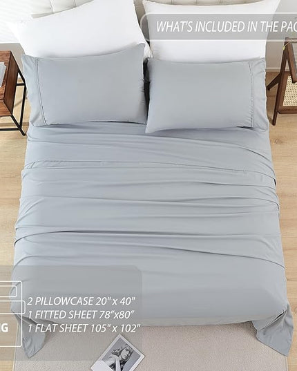 Whitney Home Textile King Sheet Set - 4 Piece Luxury Cooling Bed Sheets for King Size Bed, Silky Soft Sheets 16" Deep Pocket, Hotel Bedding Sheets and Pillowcases, Wrinkle Free Oeko-Tex Sheets - LeafyLoom