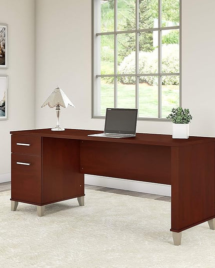 Bush Furniture Somerset 72W Office Desk with Drawers in Hansen Cherry - LeafyLoom