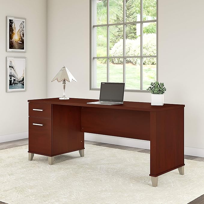 Bush Furniture Somerset 72W Office Desk with Drawers in Hansen Cherry - LeafyLoom