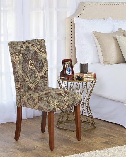 HomePop Parsons Upholstered Accent Dining Chair, Set of 2, Blue and Brown Paisley - LeafyLoom