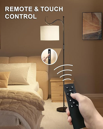 Dimmable Floor Lamp with Remote, Adjustable Floor Lamps for Reading, 12W LED Modern Standing Lamp Arched, Tall Floor Lamps for Living Room, Touch Control, 1200LM Super Bright - LeafyLoom