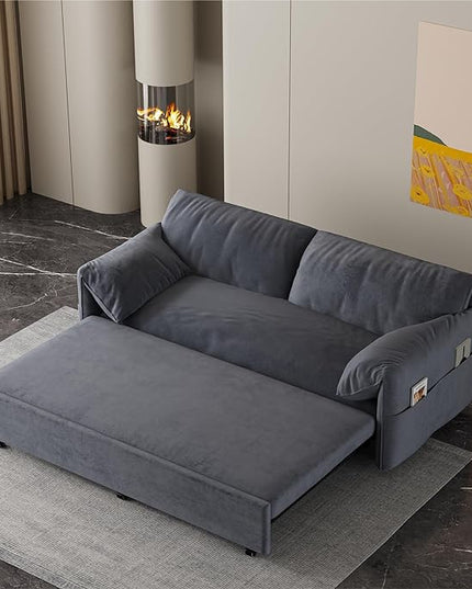 Oversized 3 in 1 Loveseat Sleeper Sofa Bed,Queen Size Love Seats W/Pull Out Couch and Padded Armrests Convertible Spacious Sofabed with Side Storage Pocket for Home Office Apartment Living Room - LeafyLoom